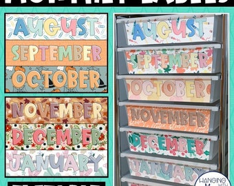 Monthly Classroom Supply Labels: Editable Teacher Organization (Digital Download)