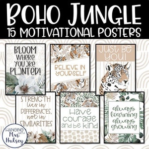 Boho Jungle Motivational Posters -  Jungle Classroom Decor - Jungle Posters - Jungle Class Decor