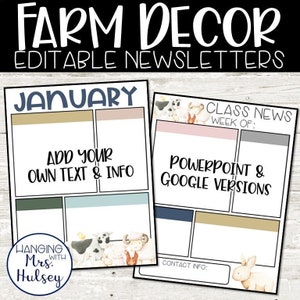 Farm Newsletter Templates - Farm Classroom - Farm Class Decor - Farm Decor - Classroom Newsletters