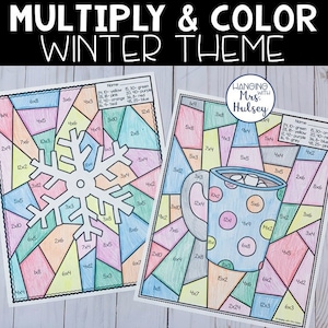 Winter Multiply and Color - Winter Math - Multiplication - 3rd Grade Math - Multiplication Practice - Multiply and Color