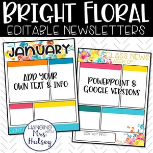 Bright Floral Class Newsletter Templates - Floral Classroom - Floral Class Decor - Floral Decor - Classroom Newsletters