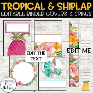 Etiquetas para lomo y cubiertas de carpetas tropicales - Decoración tropical - Decoración de aulas tropicales - Aula tropical