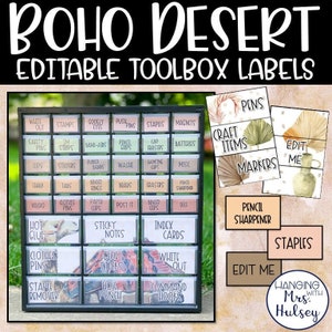 Boho Desert Teacher Toolbox Labels - Desert Class Decor - Desert Decor - Desert Classroom