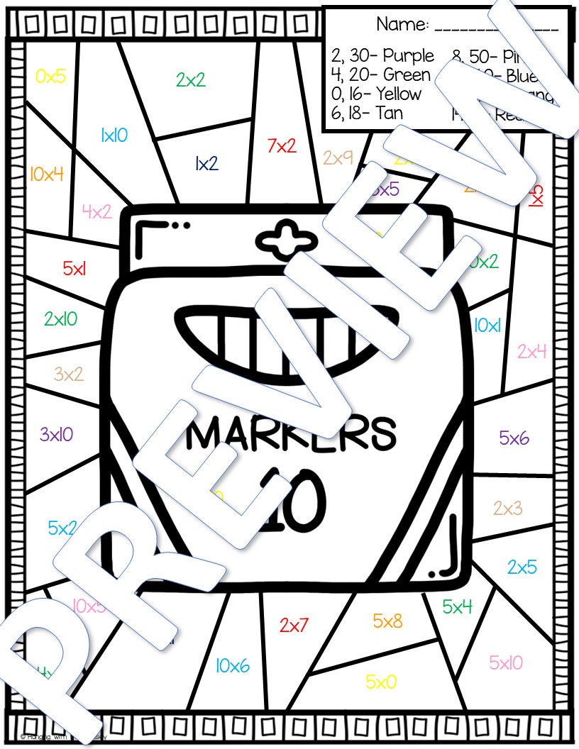 新学期 かけ算の色分け：3年生算数（PDF） - Etsy 日本, image size:816x1056