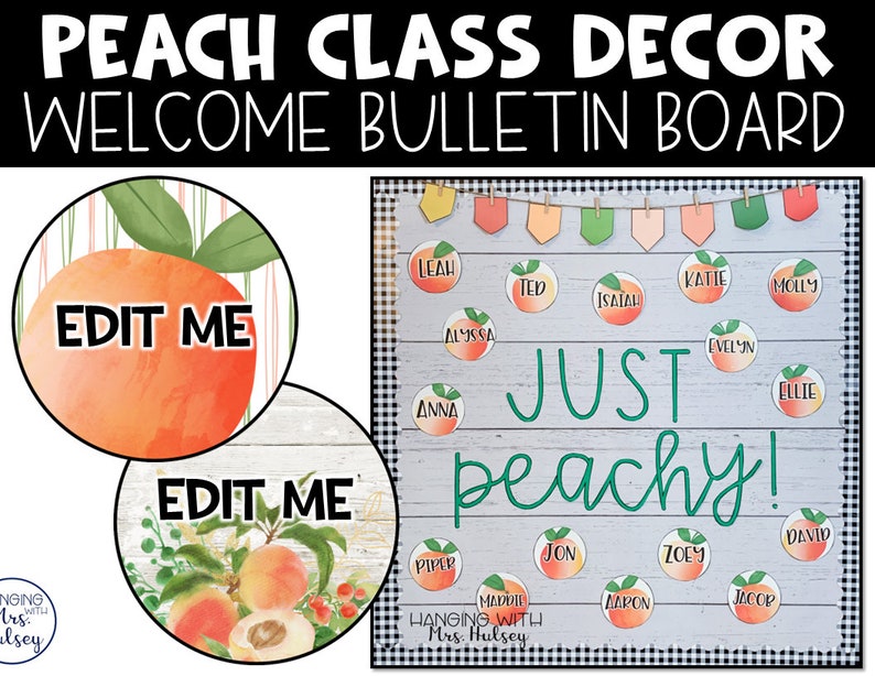 Peach Back to School Bulletin Board Etsy