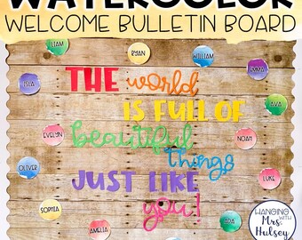 Watercolor Welcome Back to School Bulletin Board Decor