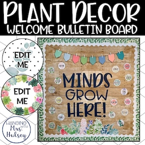 Plant Farmhouse Welcome Back to School Bulletin Board - Plant Classroom Decor - Plant Class Decor - Farmhouse Class Decor