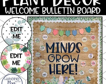 Plant Themed Classroom Bulletin Board: Farmhouse Decor (Digital Download)