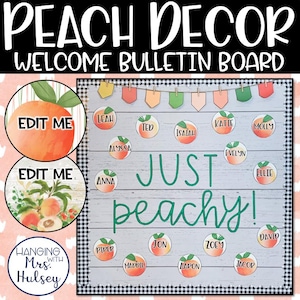 Peach Welcome Back to School Bulletin Board - Peach Classroom Decor - Peach Classroom - Peach Bulletin Board
