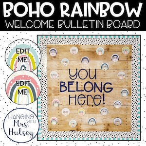 Boho Rainbow Welcome Back to School Bulletin Board - Boho Rainbow Bulletin Board - Rainbow Classroom Decor