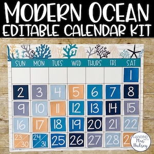Ocean Large Wall Calendar - Class Calendar - Ocean Class Decor - Ocean Classroom - Ocean Theme - Ocean Calendar