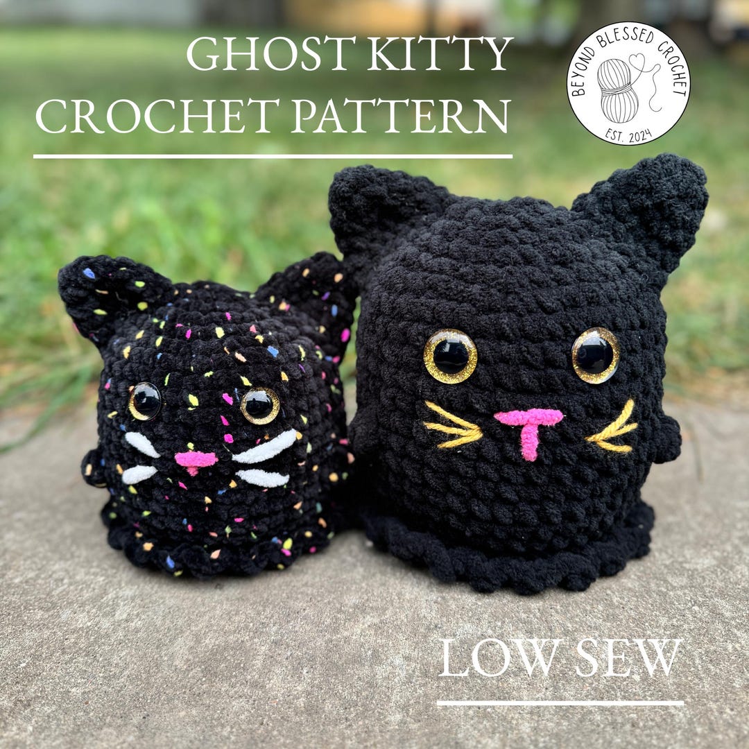 Ghost Cat Crochet Pattern: Low Sew Halloween Kitty (PDF Pattern) - Etsy