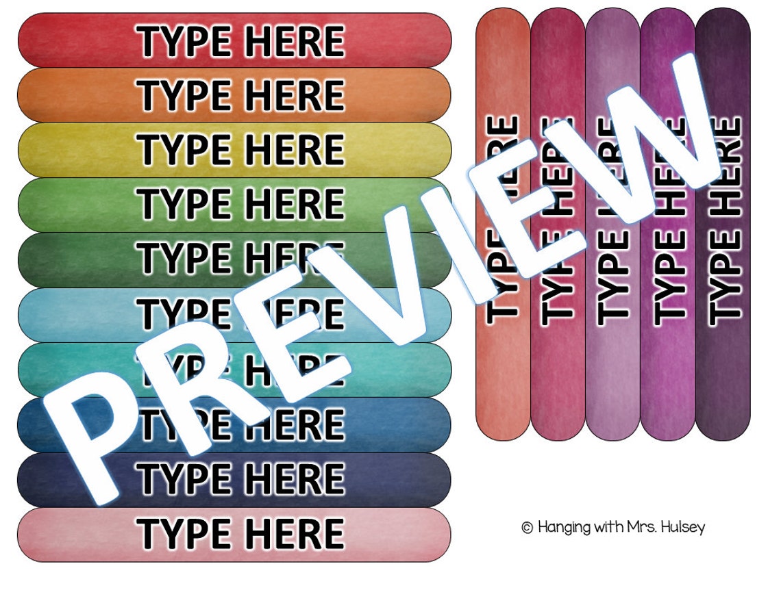 Popsicle Stick Templates editable - Etsy
