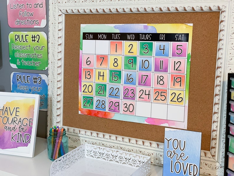 Watercolor Classroom Decor Bundle Etsy