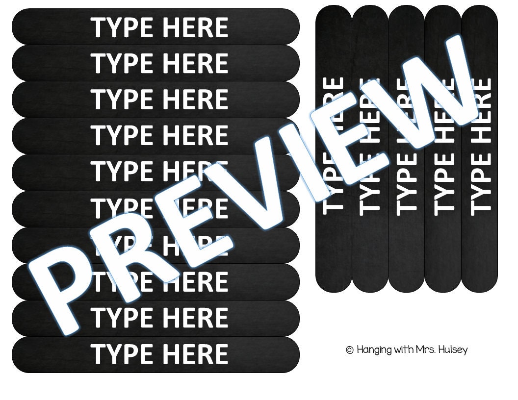 Popsicle Stick Templates editable - Etsy