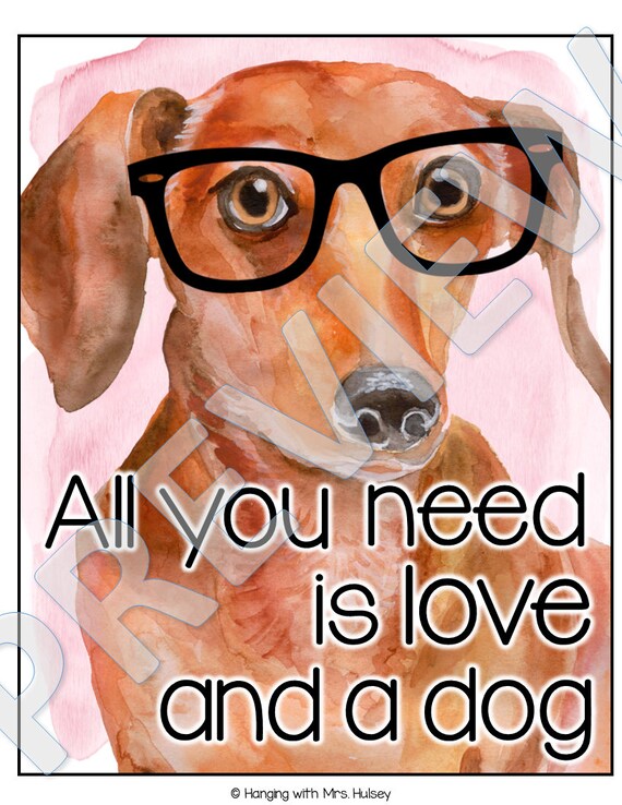 Hipster Dogs Motivational Posters: Watercolor Classroom Decor