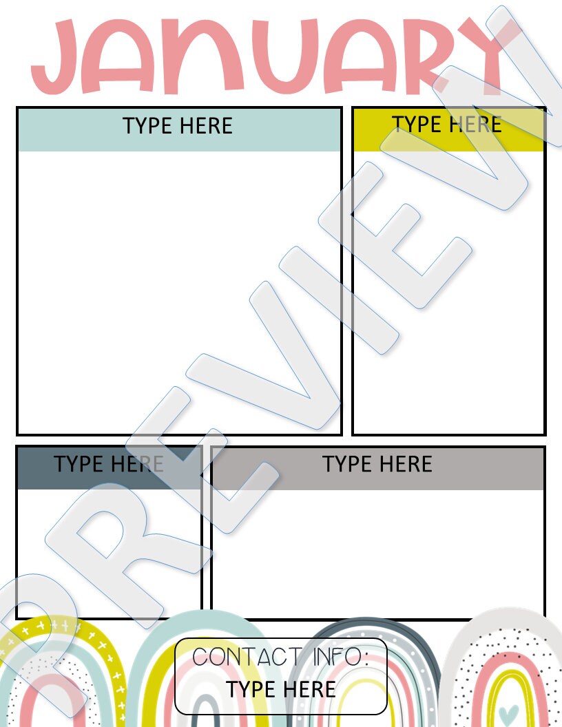 Boho Rainbow Class Newsletter Templates: Editable Classroom Decor - Etsy