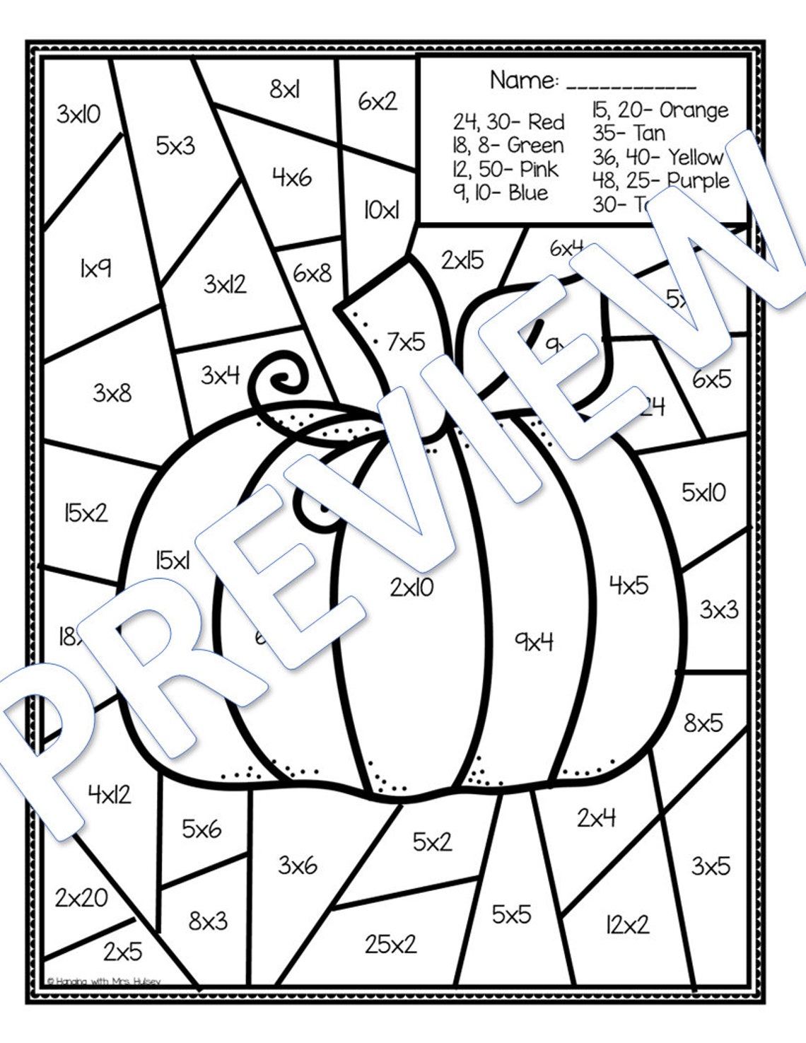 Fall Halloween Math: Multiply and Color 3rd Grade (PDF Pattern) - Etsy