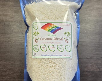 Bella Accents Natürliche getrocknete Kokosnussschnitzel, feine ungesüßte, vegane Backzutaten
