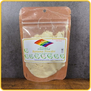Bella Accents Natural Freeze-Dried Banana Powder - Natural Banana Powder Freeze-Dried - Dried Natural Fruit Powders - 2oz natural banana powder package shown