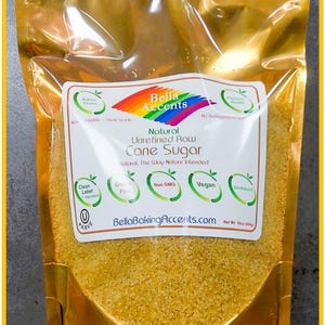 Unrefined Raw Cane Sugar - Natural Raw Sugar Unbleached, Unrefined, Untouched - Just Pure All-Natural Sugar Cane - Vegan Kitchen Supplies