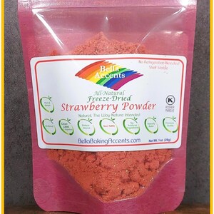 Natural Freeze-Dried Strawberry Powder - Natural Strawberry Powder Coarse Grind or Fine Grind