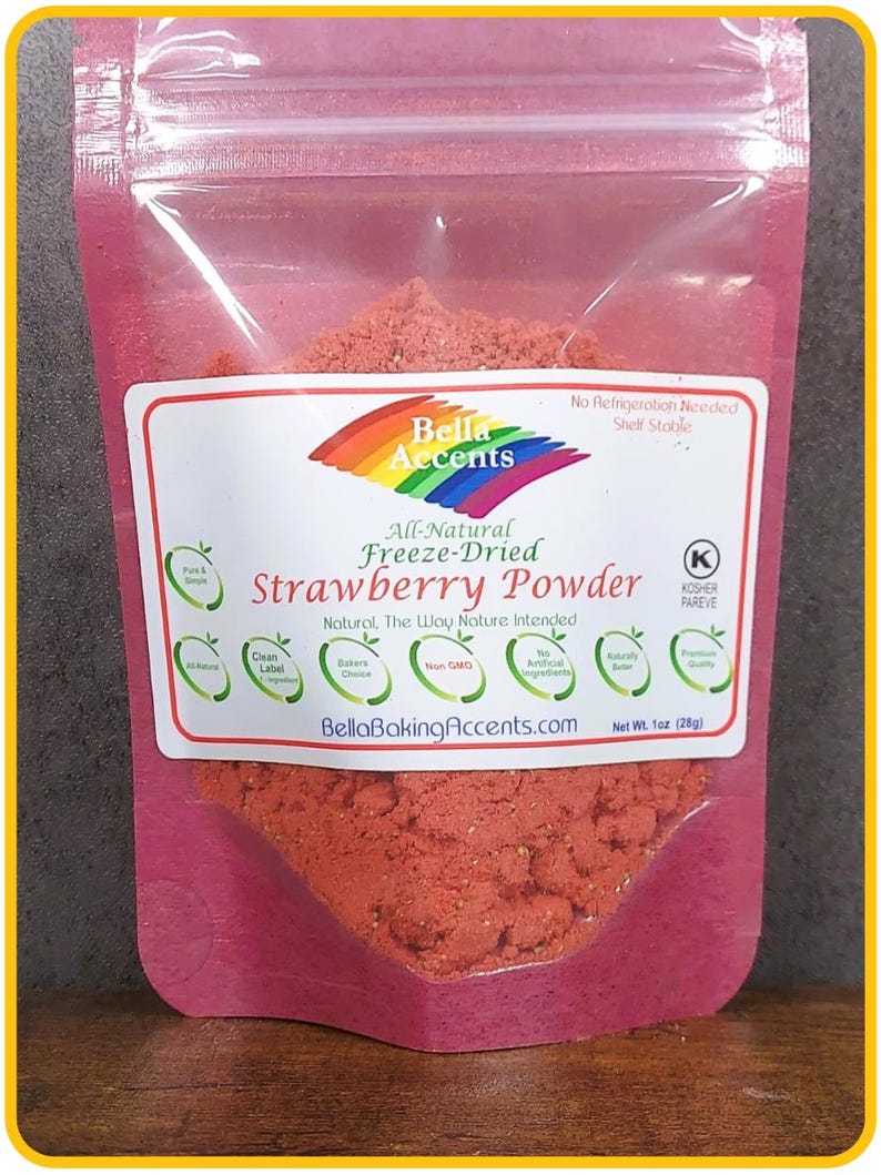 Natural Freeze-Dried Strawberry Powder - Natural Strawberry Powder Coarse Grind or Fine Grind