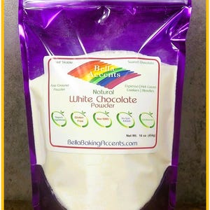 Natural White Chocolate Powder - Deliciously Sweet Use In Baking, Drinks, and Mixing - Cookies - Cakes - Cupcakes Holiday Baking Ingredients