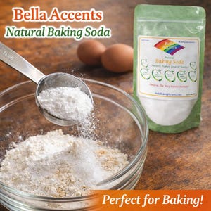 Bicarbonato di sodio puro e naturale / ingrediente base vegano per la dispensa, etichetta pulita