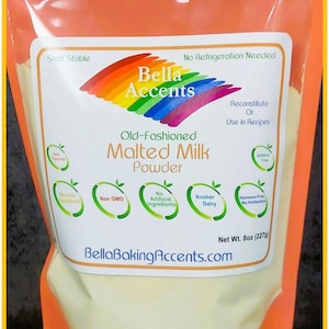 Old Fashioned Malted Milk Powder Natural  Milk Shakes Protein Shakes Dry Milk Powder Cakes Cupcakes Brownies Natural Baking Ingredients