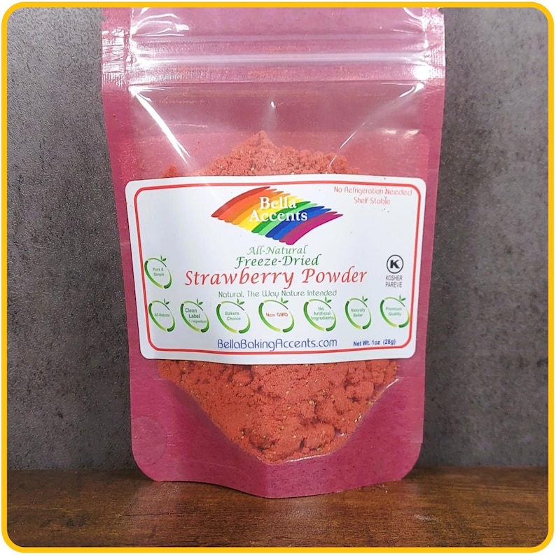 Natural Freeze-Dried Strawberry Powder - Natural Strawberry Powder Coarse Grind or Fine Grind