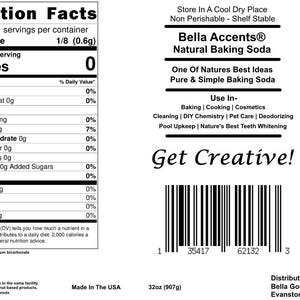 Bella Accents Organic Baking Soda Nutrition Facts