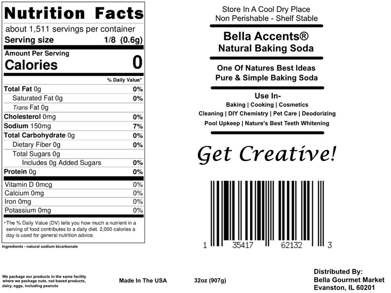 Bella Accents Organic Baking Soda Nutrition Facts