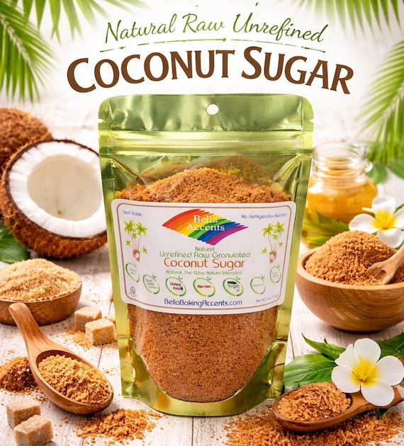 Natural Coconut Sugar Low Glycemic Sweetener Easy Baking Raw Unrefined Sugar Alternative
