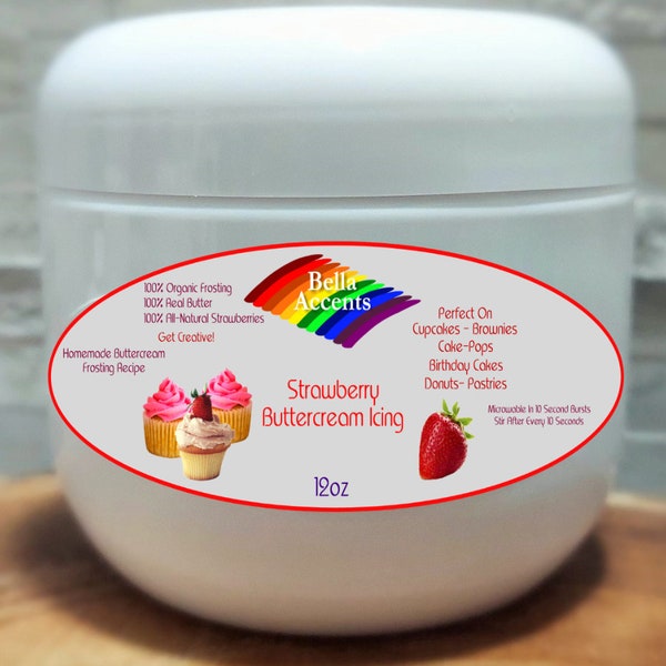 Strawberry Buttercream Frosting - All-Natural Icing Organic Frosting - Choose Your Flavors - Cupcakes, Cookies, Cakes Creative Baking