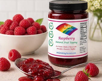 Bella Accents Raspberry Fruit Topping Sweet Baked Dessert Sauce for Ice Cream Cakes Cheesecake