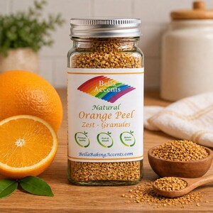 Apelsinskalsgranulat för bakning, citrussmak för kakor, kakor, glasyrer