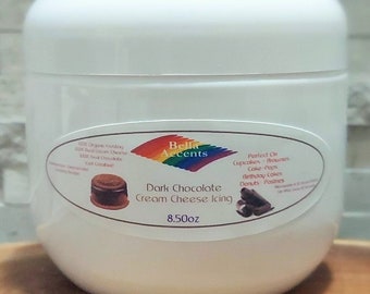 Rich Dark Chocolate Cream Cheese Frosting - All-Natural Icing Organic Vegan Frosting - Use On Any Dessert - Cupcakes, Cookies, Cakes