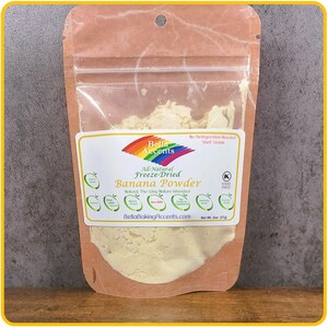 Bella Accents Natural Freeze-Dried Banana Powder - Natural Banana Powder Freeze-Dried - Dried Natural Fruit Powders - 2oz natural banana powder package shown