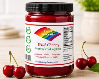 Salsa dulce para postres, helados y pasteles con sabor a cereza silvestre de Bella Accents