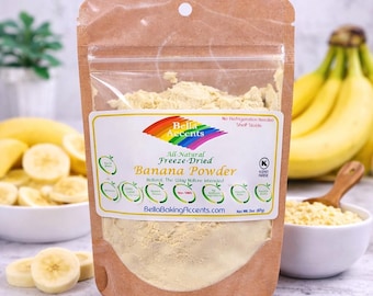 Plátano en polvo, colorante alimentario natural, liofilizado, saborizante para repostería, polvo para batidos.