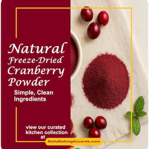 Natural Freeze-Dried Cranberry Powder – 100% Pure, Vegan, No Sugar, Antioxidant Rich Superfood for Baking, Smoothies and Wellness