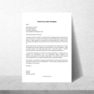Plantilla de carta de agradecimiento para entrevista profesional, seguimiento de entrevista de trabajo, plantilla de carta de agradecimiento, Google Docs/Microsoft Word.