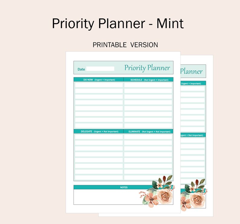 Buy Mint Fillable Eisenhower Matrix Priority Digital Planner, Printable ...