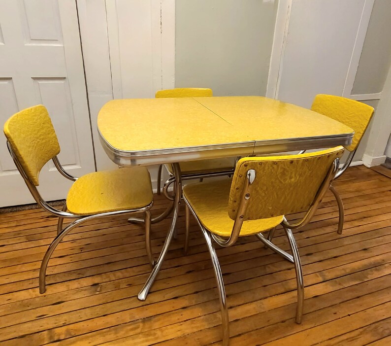 Full Set Yellow Vintage Formica Table 50s 60s Etsy