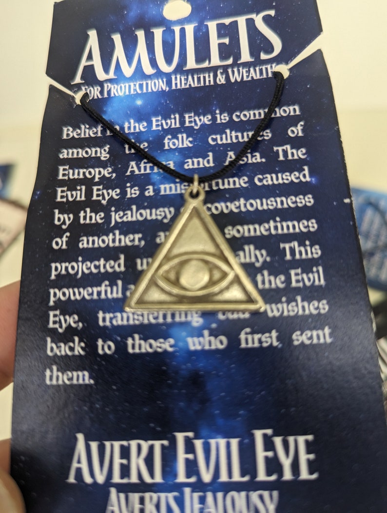 Necklaces/Amulets: All-seeing eye, Avert evil eye, Devil's trap, Green Man, Heart at Center, Seal of Solomon, Tree of life, Triskelion image 3