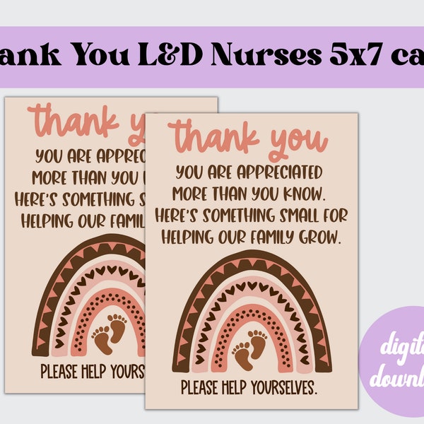 Labor and Delivery Nurse Thank You Gift Tag | Nurse Appreciation Card | Neutral Girl