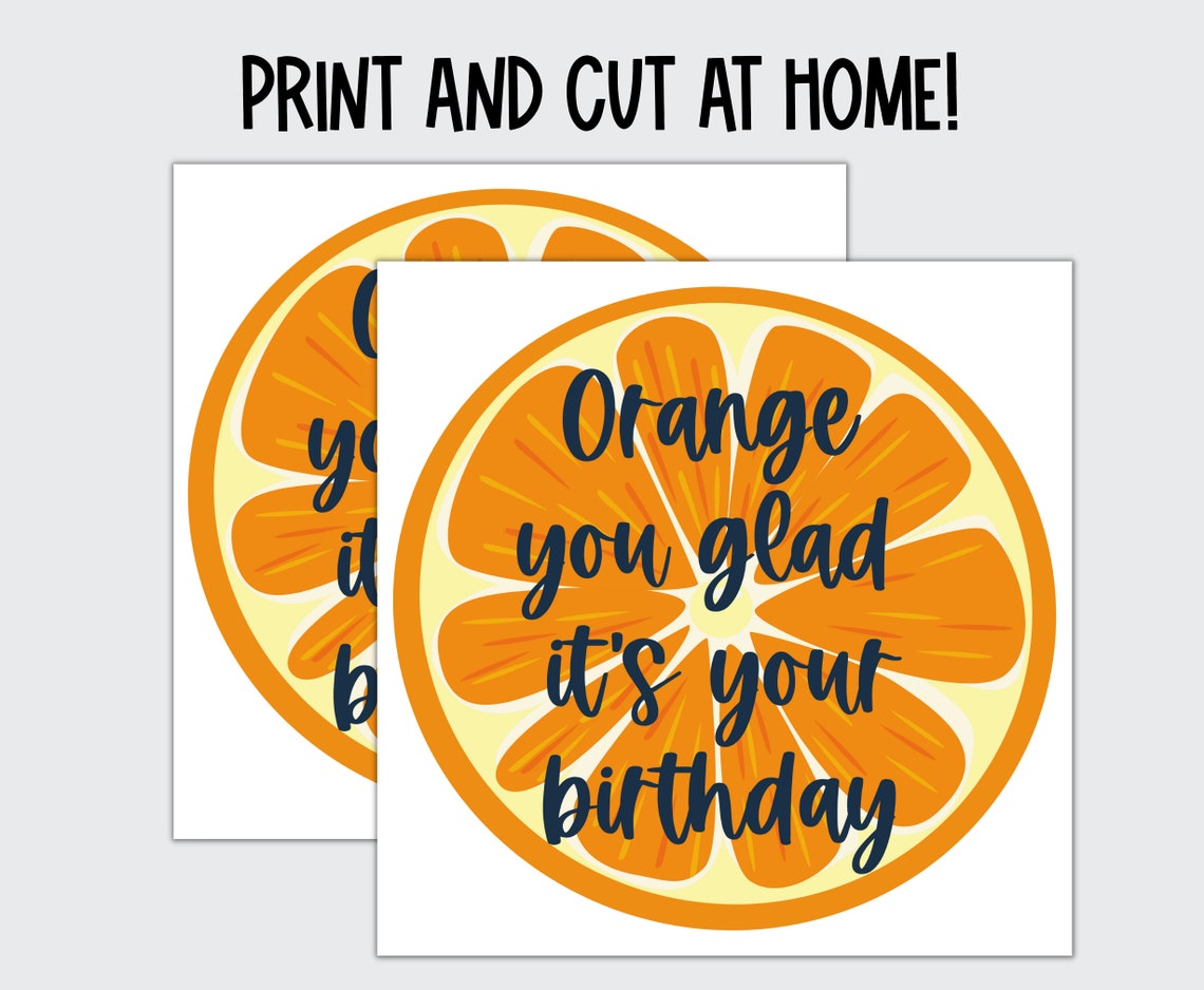 Orange You Glad It's Your Birthday Gift Tag or Square Sticker - Etsy