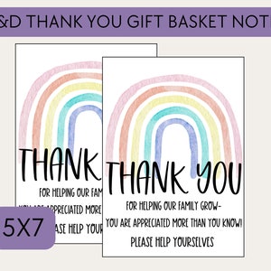 Rainbow Baby Labor and Delivery Nurse Etiqueta de regalo de agradecimiento para cesta de regalo / Tarjeta de agradecimiento de enfermera / Bebé niño y niña