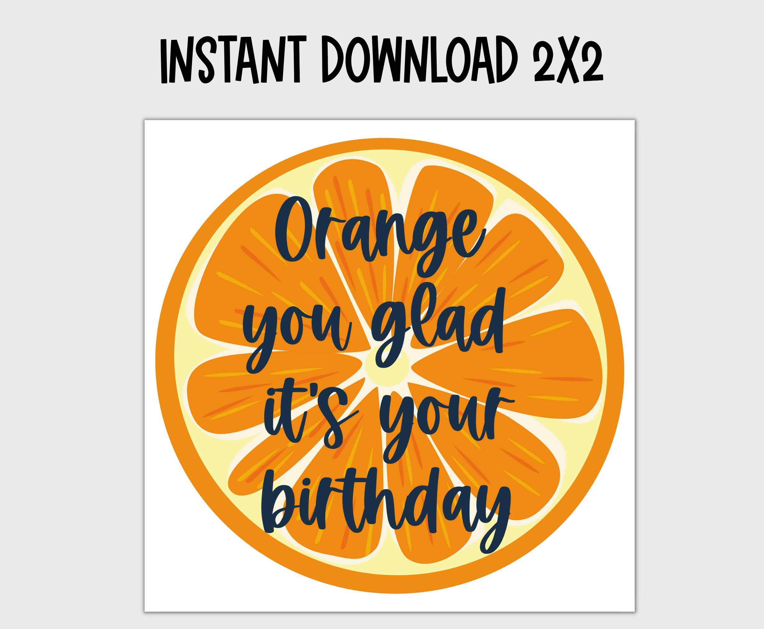 Orange You Glad It's Your Birthday Gift Tag or Square Sticker Etsy